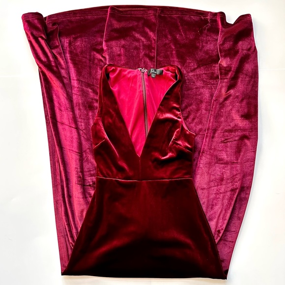 Lulus So Much Magic Berry Red Velvet Maxi Dress | Size XS - Picture 2 of 10